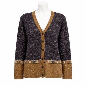 Size M Graffiti Women’s Wool Blend‎ Floral Knit Cardigan Grandpa Grandma Cozy